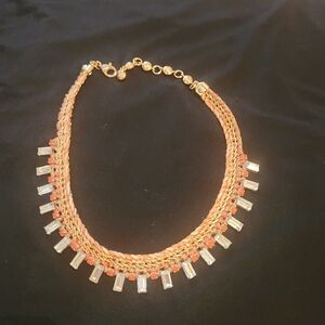 Chic Coral and Crystal Necklace
